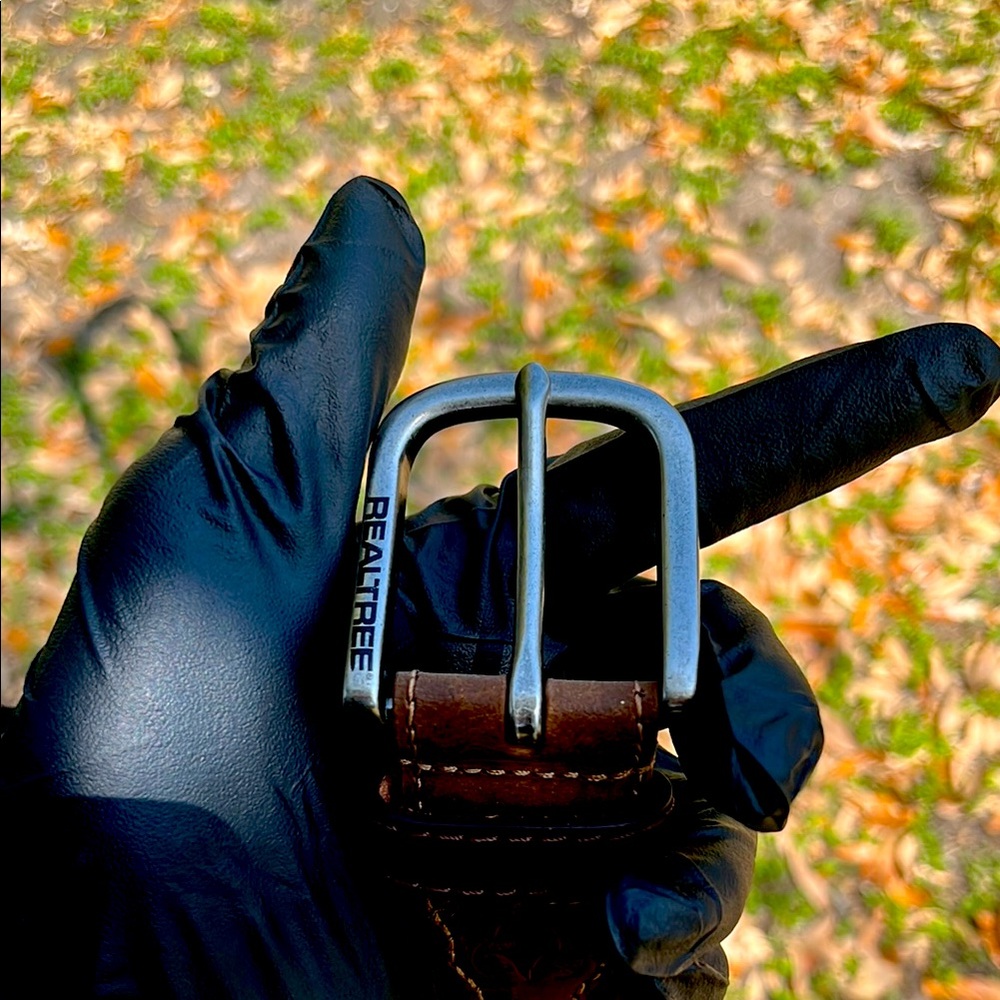 Brown Leather Belt with Silver Buckle
